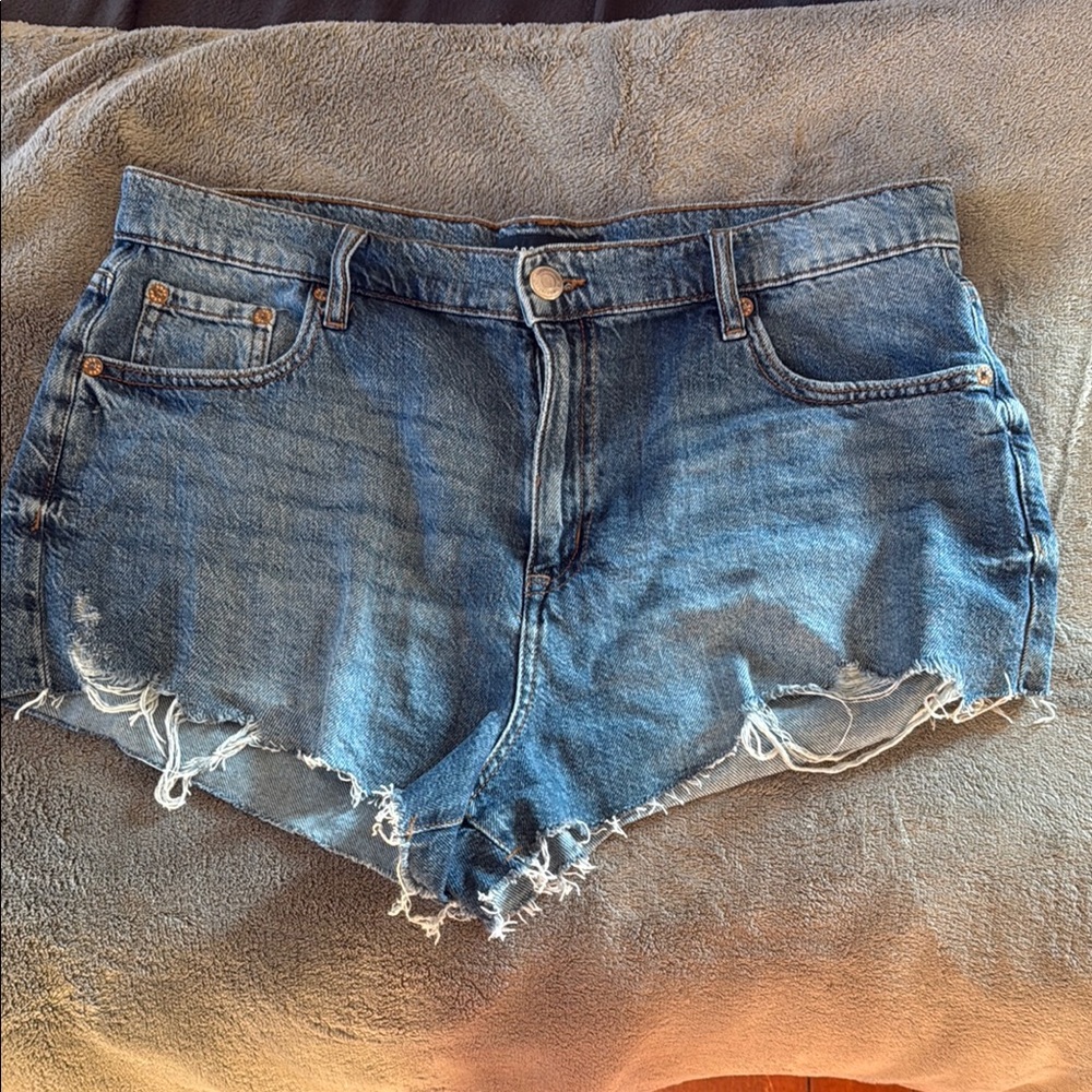 Aeropostale Blue Jean Shorts Distressed Frayed Hem